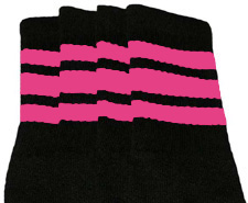 Black Tube Socks with Bubblegum Pink Stripes