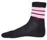 Meduim Low Cut Sport Black Socks With Baby Pink Stripes