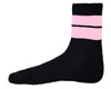 Meduim Low Cut Girls Black Socks With Baby Pink Stripes