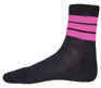 Meduim Low Cut Womens Sports Striped Black Socks With Hot Pink Stripes