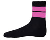 Meduim Low Cut Girls Sports Black Socks With Hot Pink Stripes