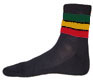 Large Low Cut Girls Black Socks With Rasta Stripes