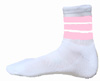 Meduim Low Cut White Socks With Baby Pink Stripes