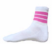 Wholesale Meduim Womens White Socks With Hot Pink Stripes