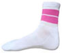 Meduim Low Cut Womens Sports Striped White Socks With Hot Pink Stripes